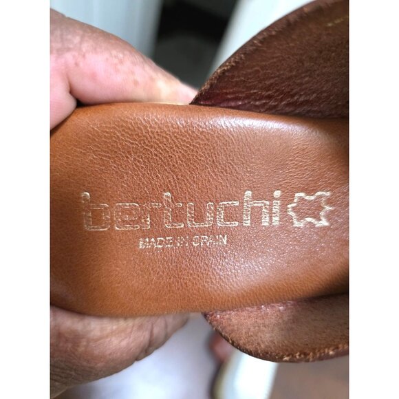 Bertucci Women's Brown Leather Cross-Strap Wedge Sandals Size 39 - Picture 6 of 10